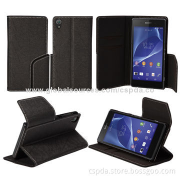 2014 PU Leather Mobile Phone Cases for Sony Xperia Z2 with Wallet Design and Nice Clasp